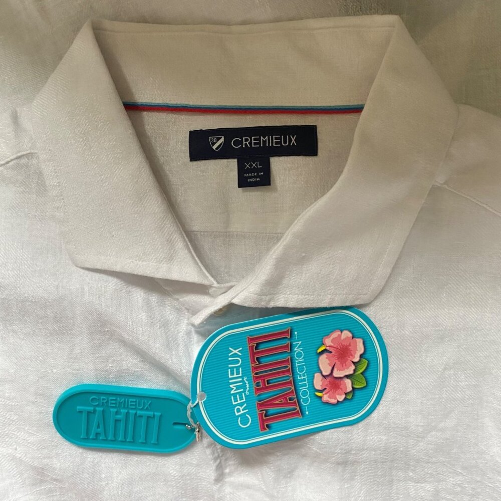 Cremiux Men's Tahiti Collection Roll Tab Sleeves‎ 100% Linen XXL NWT